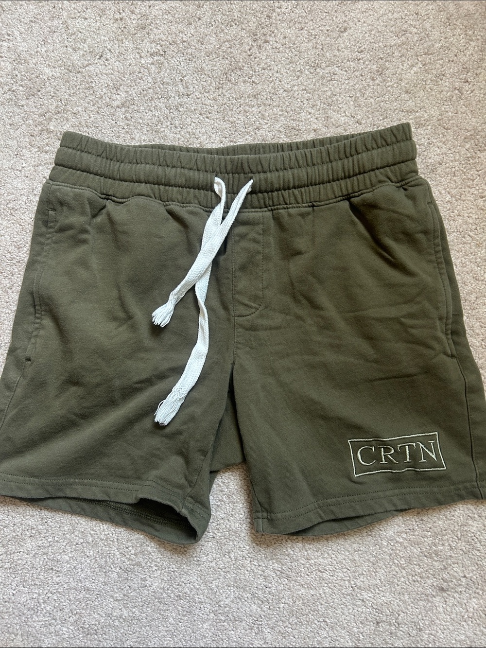 CRTN Men's Olive Green Athletic Drawstring Shorts